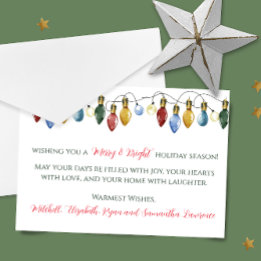 Tarjeta de vacaciones para Navidades con luces de