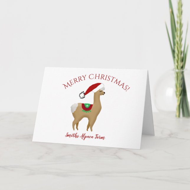 Tarjeta de vacaciones para Navidades de Alpaca (Anverso)