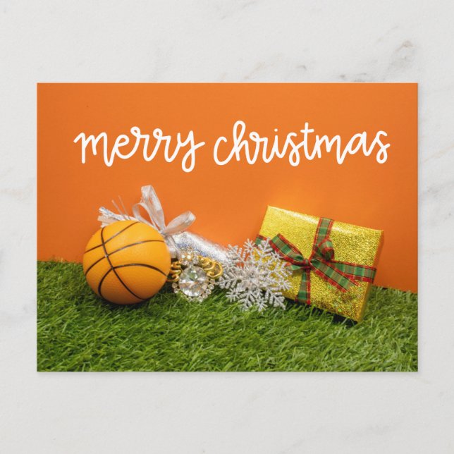 Tarjeta de vacaciones para Navidades de baloncesto (Anverso)