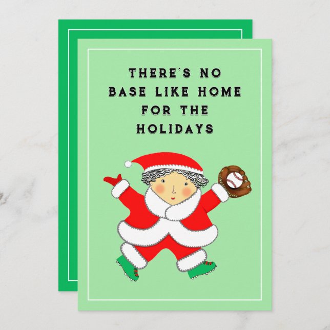 Tarjeta de vacaciones para Navidades de béisbol (Anverso / Reverso)