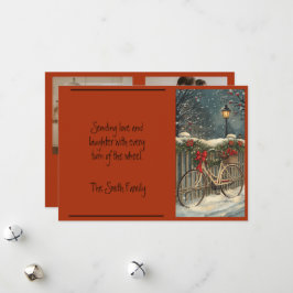 Tarjeta de vacaciones para Navidades de bicicleta