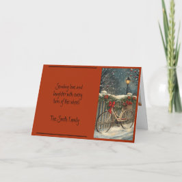 Tarjeta de vacaciones para Navidades de bicicleta