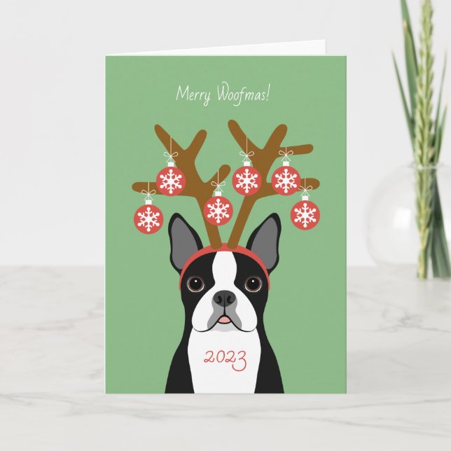 Tarjeta de vacaciones para Navidades de Boston Ter (Anverso)