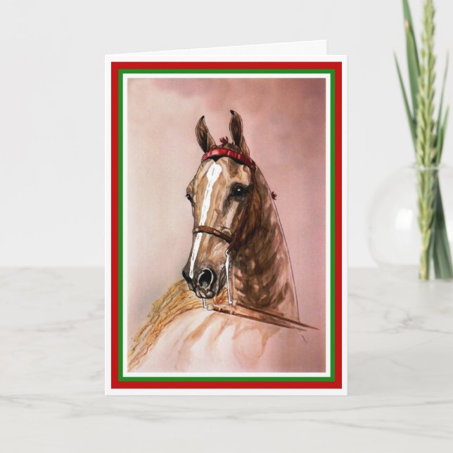 Tarjeta de vacaciones para Navidades de caballos a (Anverso)