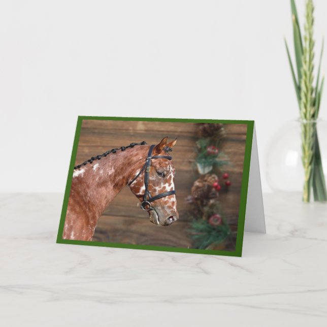 Tarjeta de vacaciones para Navidades de caballos K (Anverso)