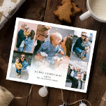 Tarjeta de vacaciones para Navidades de Collage de<br><div class="desc">Esta elegante y simplista tarjeta de felicitaciones navideñas diseñada por el collage de fotos es el comienzo perfecto para las celebraciones de sus navidades. La tarjeta contiene 5 fotos y un saludo de vacaciones de navidades de plantilla, todos los estilos de fuente se pueden cambiar haciendo clic en el enlace...</div>