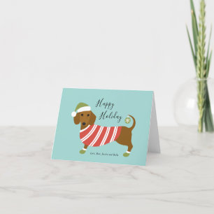 Tarjeta de vacaciones para Navidades de Dachshund