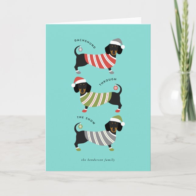 Tarjeta de vacaciones para Navidades de Dachshund (Anverso)