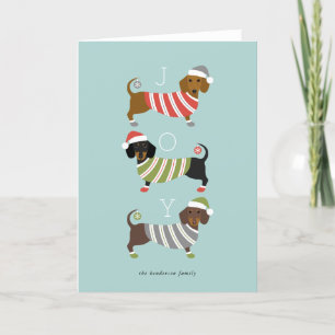 Tarjeta de vacaciones para Navidades de Dachshund