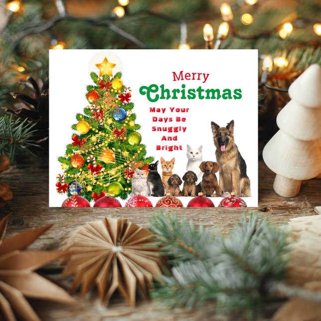 Tarjeta de vacaciones para Navidades de familias d (Animal Family Christmas Holiday Card)