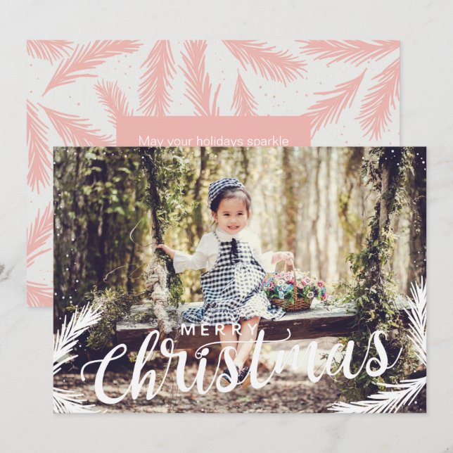Tarjeta de vacaciones para Navidades de follaje ro (Anverso / Reverso)