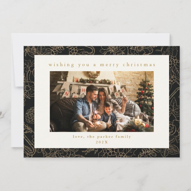 Tarjeta de vacaciones para Navidades de fotografía (Anverso)