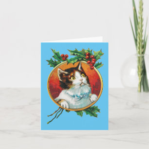 Tarjeta de vacaciones para Navidades de gato