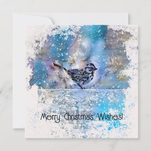 Tarjeta de vacaciones para Navidades de pájaro esc (Anverso)
