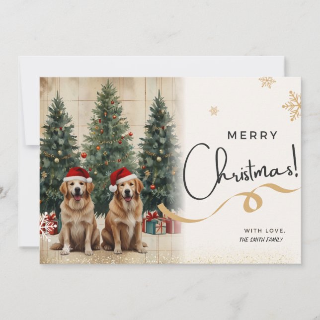 Tarjeta de vacaciones para navidades de perros (Anverso)