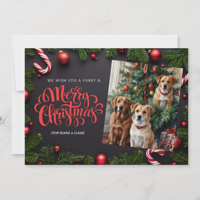 Tarjeta de vacaciones para navidades de perros (Anverso)