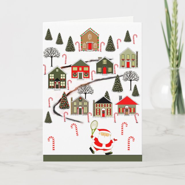 Tarjeta de vacaciones para Navidades de tenis (Anverso)