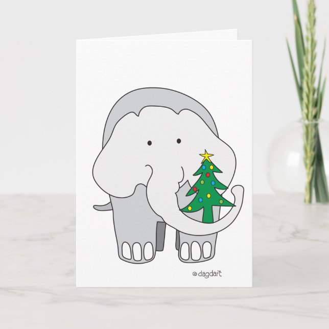 Tarjeta de vacaciones para Navidades de un elefant (Anverso)