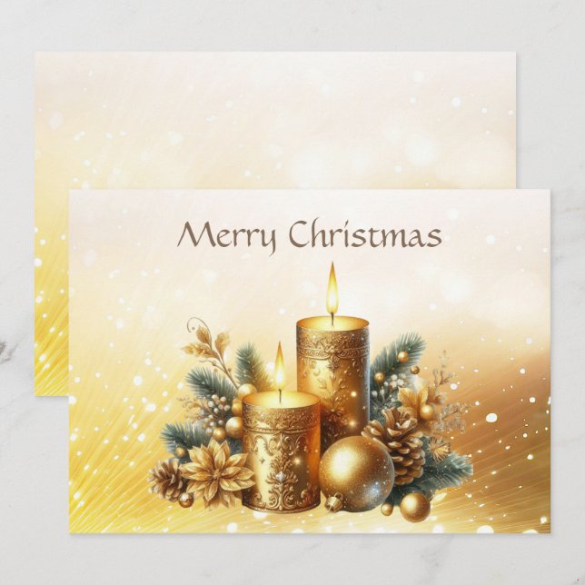 Tarjeta de vacaciones para Navidades de velas de o (Anverso / Reverso)