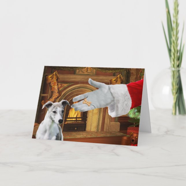 Tarjeta de vacaciones para Navidades de Whippet (Anverso)