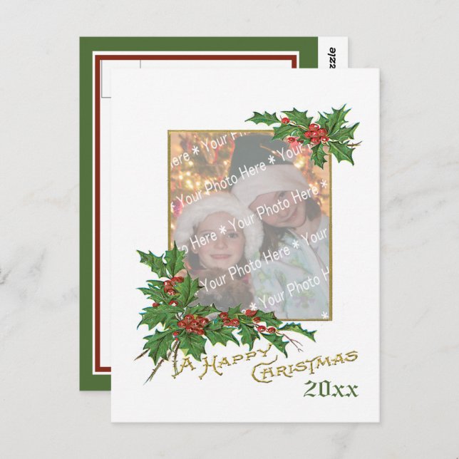 Tarjeta de vacaciones para Navidades felices con i (Anverso / Reverso)