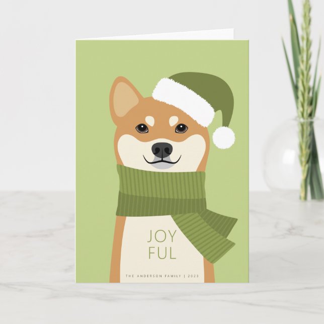 Tarjeta de vacaciones para Navidades Inu de Shiba (Anverso)