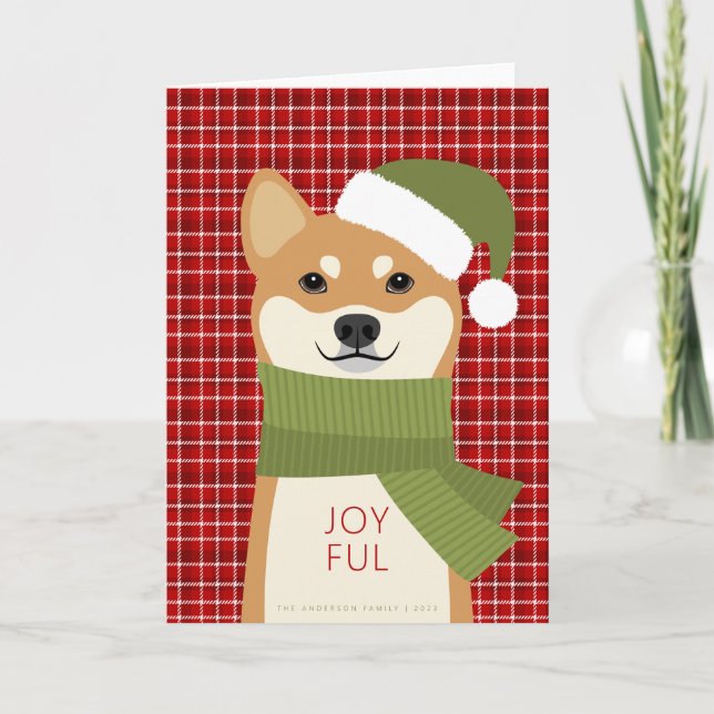 Tarjeta de vacaciones para Navidades Inu de Shiba (Anverso)