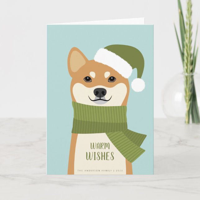 Tarjeta de vacaciones para Navidades Inu de Shiba (Anverso)