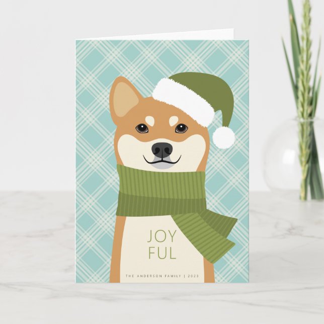 Tarjeta de vacaciones para Navidades Inu de Shiba (Anverso)