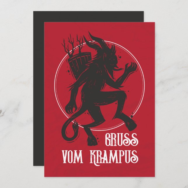 Tarjeta de vacaciones para Navidades Krampus Gruss (Anverso / Reverso)