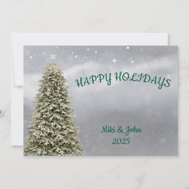 Tarjeta de vacaciones para Navidades Minimalistas  (Anverso)