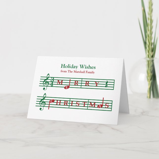 Tarjeta de vacaciones para Navidades musicales (Anverso)