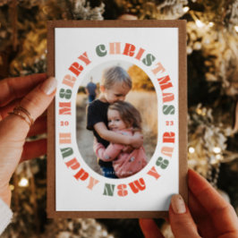 Tarjeta de vacaciones para Navidades ovalados de t