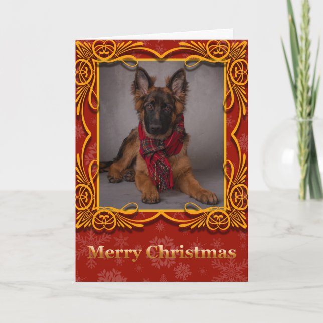 Tarjeta de vacaciones para Navidades pastores alem (Anverso)