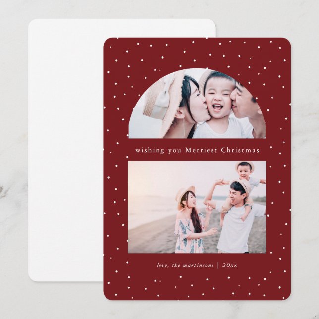 Tarjeta de vacaciones para Navidades rojos de Snow (Anverso / Reverso)