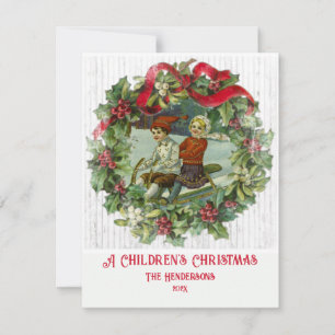 Tarjeta de vacaciones para niños navidades Vintage