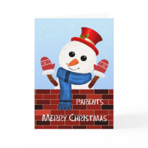 Tarjeta de vacaciones para padres Navidades Snowma