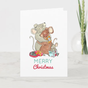 Tarjeta de vacaciones para ratones de Navidades en