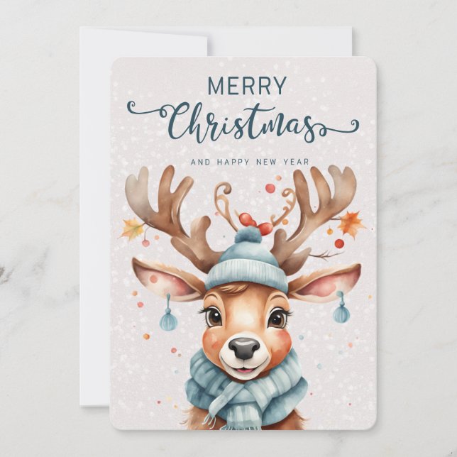 Tarjeta de vacaciones para renos de Navidades de c (Anverso)