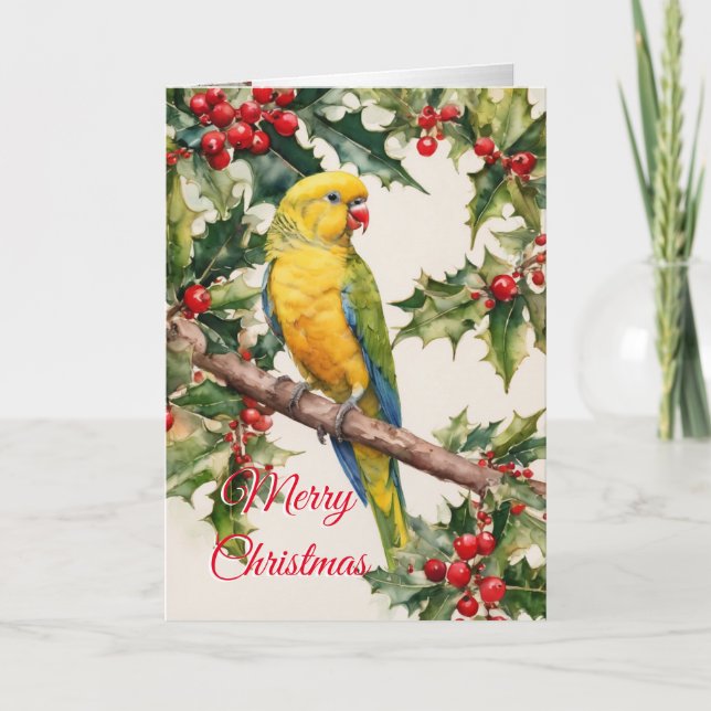 tarjeta de vacaciones parrakeet de navidades (Anverso)