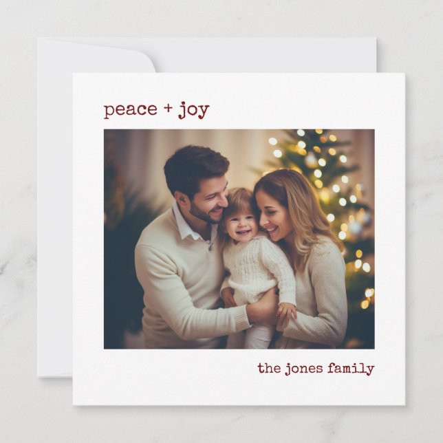 Tarjeta de vacaciones personalizada de foto mínima (Anverso)