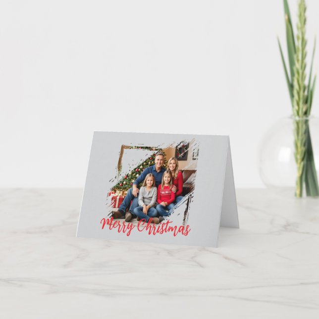 Tarjeta de vacaciones personalizada de fotos famil (Anverso)