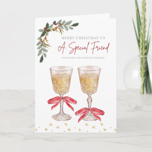 Tarjeta de vacaciones personalizada de Navidad par (Anverso)