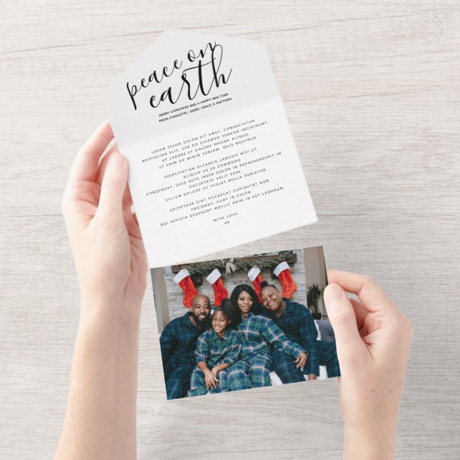 Tarjeta de vacaciones personalizada de navidad Pea (desgarro)