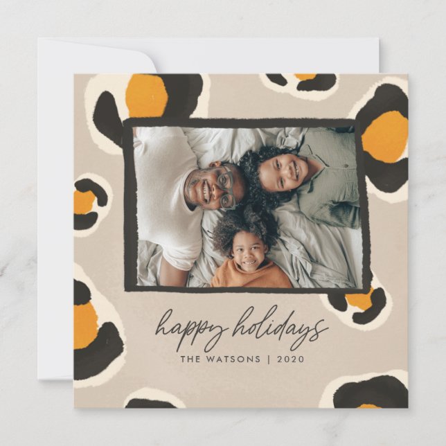 Tarjeta de vacaciones personalizada Leopard Spots (Anverso)