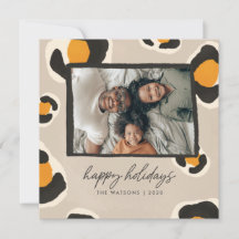 Tarjeta de vacaciones personalizada Leopard Spots