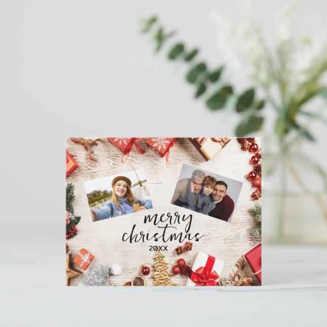 Tarjeta de vacaciones personalizada - Navidades de (Anverso de pie)
