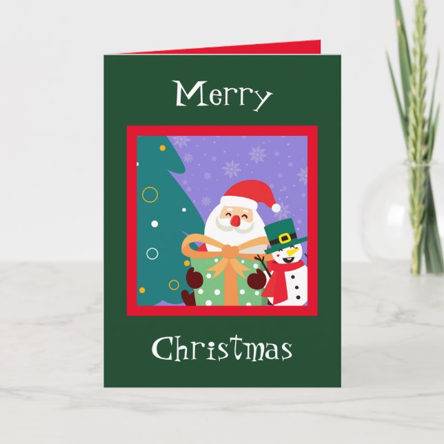 Tarjeta de vacaciones personalizada Vintage Santa  (Anverso)