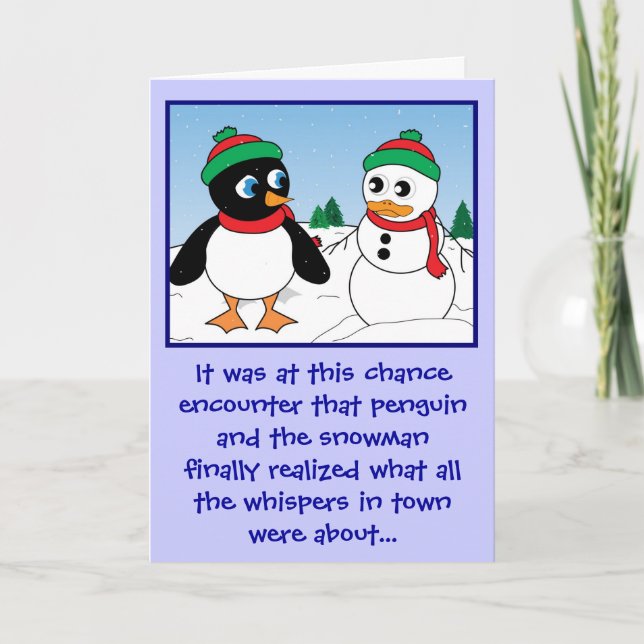 Tarjeta de vacaciones 'Pingüino y Hombre de Nieve' (Anverso)