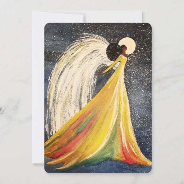 Tarjeta de vacaciones plana Ángel de la Luna pinta (Anverso)